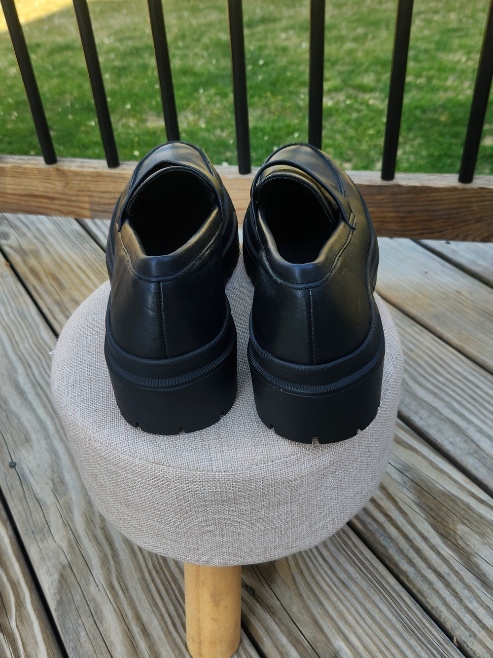 Chunky Patina  Black Platform Loafer - Sleek Women's Shoe - Picture 5 of 7